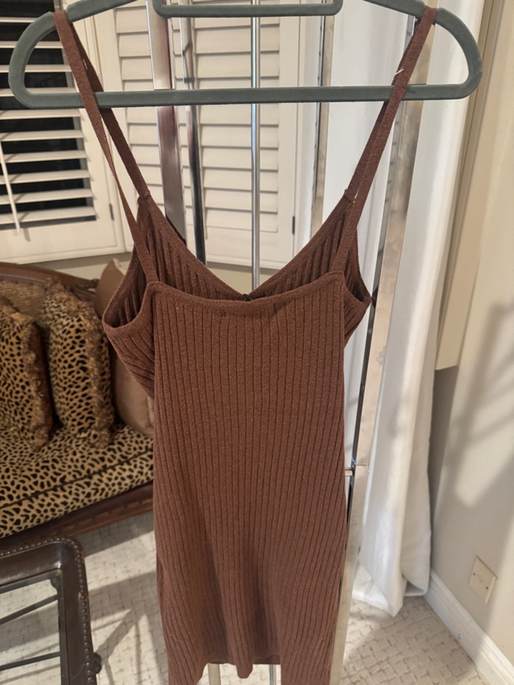 7 For All Mankind Brown Ribbed Mini Dress - Picture 2 of 3